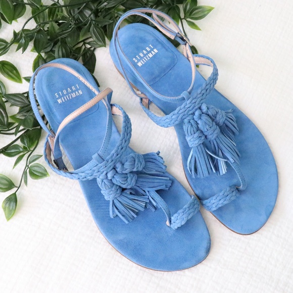 Stuart Weitzman Shoes - Stuart Weitzman Tasselites Blue Sandals 7.5